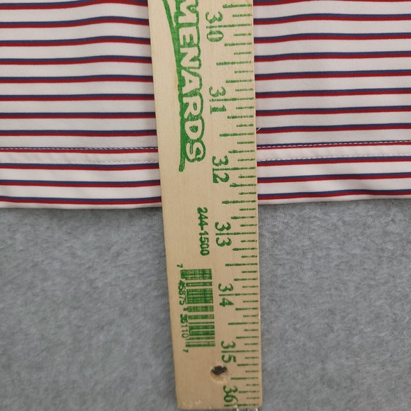 Turtleslon Polo  Golf Shirt men's XL Red White Blue Stiped Performance‎ Stretch - Picture 9 of 13